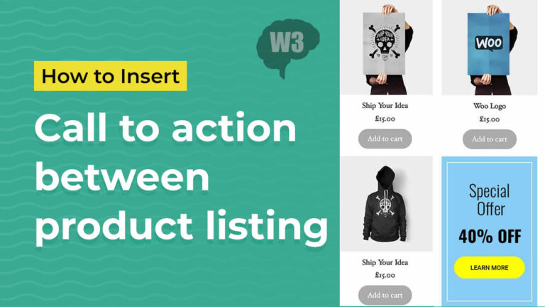Call to action between product listing in eCommerce sites
